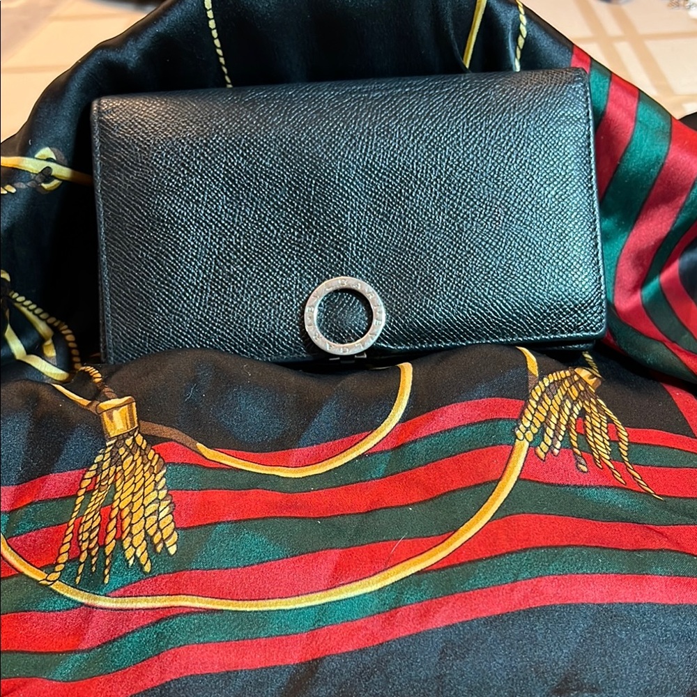 Bulgari Elegant Black Leather Wallet or  Clutch